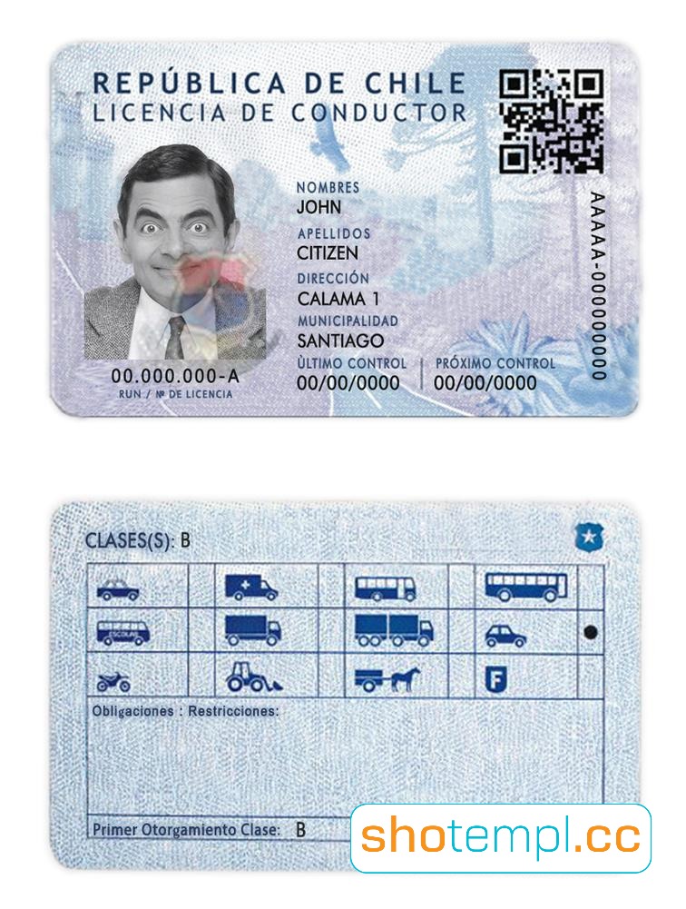 Chile Driver License PSD Template